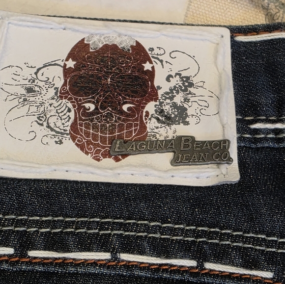 Vintage New Y2K Laguna Sunset Beach Mens Jeans 38/34 Skulls Baggy Wide Leg - Picture 5 of 11
